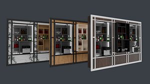 Restaurant bar vitrin furniture and lighting lamp 3D model