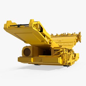 3D Mechanized Coal Cutting Machine with Conveyor Yellow Rigged for Maya