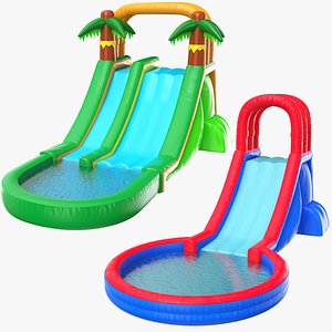 Two Inflatable Water Slides 3D