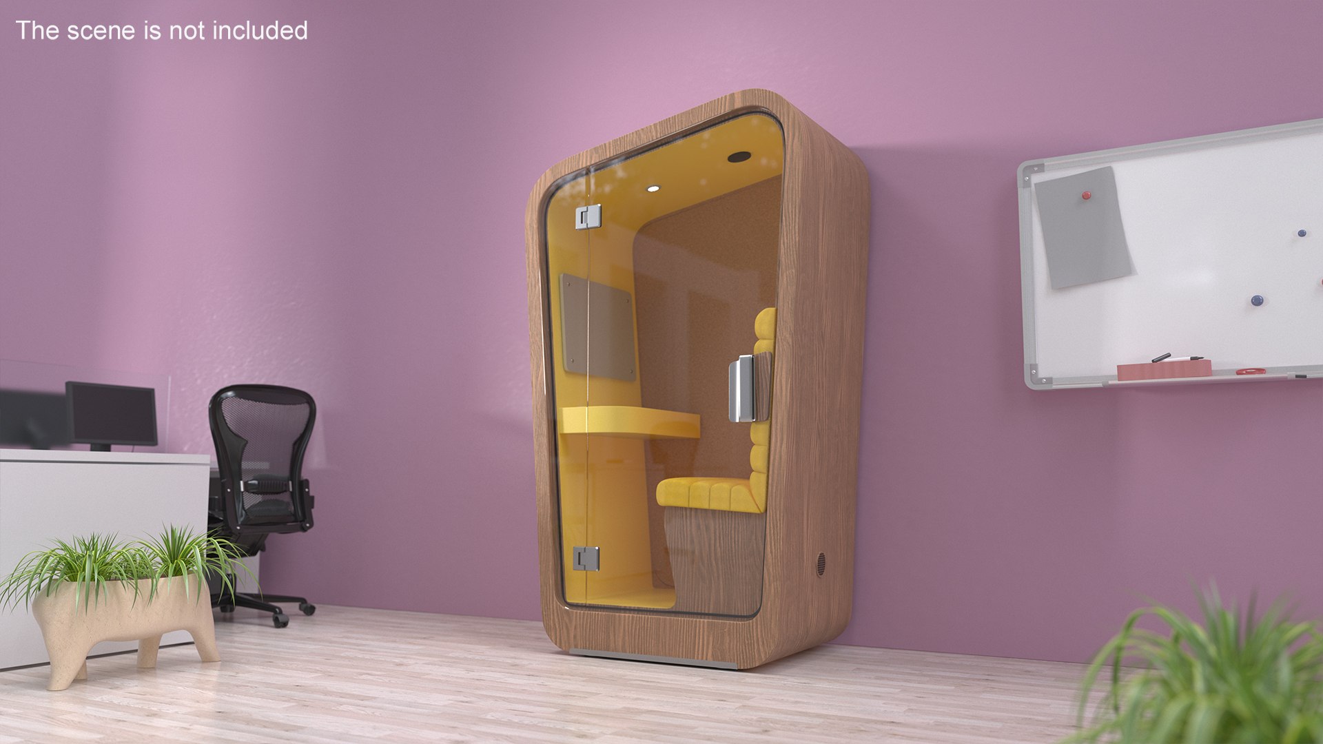Wooden Office Phone Booth 3D model preview
