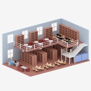 3D Cartoon Library Interior model
