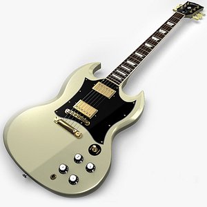 gibson sg ivory guitar 3d max