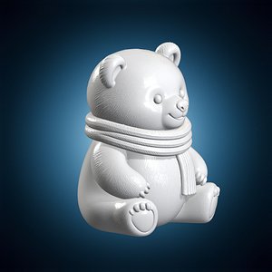 Cozy Bear with Scarf 3D Print Model 3D model