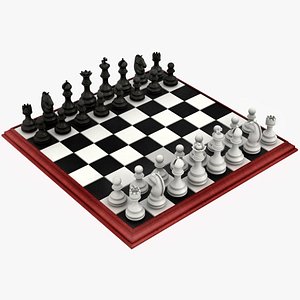 3D realistic plastic chess set model
