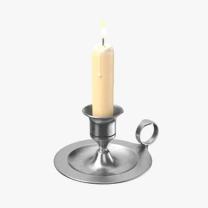 Candlestick with Candle and Flame