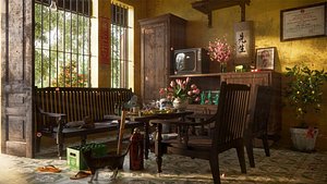 3D 1980s Vietnamese Family Room - Sneechvn - MAX FBX OBJ SKP Simlab Collada Blender