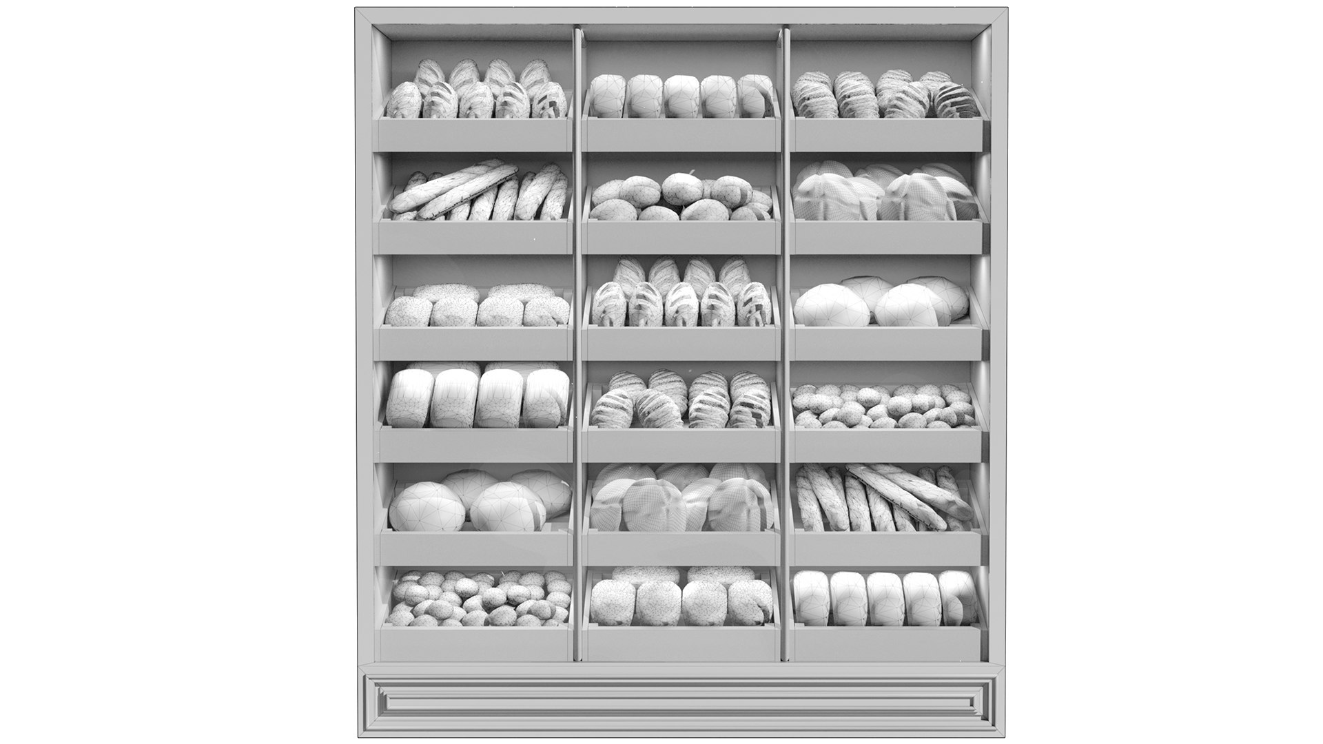 Showcase In A Bakery With Pastries 2 Bread 3D - TurboSquid 2153174