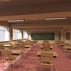 highschool japanese classroom 3D model