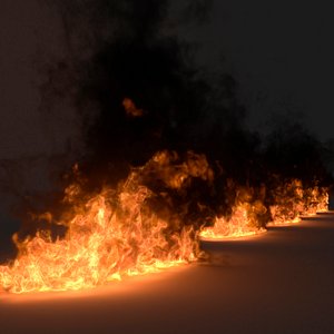 3D Volumetric Thick Smoke Oil Fire VDB Set for Blender model