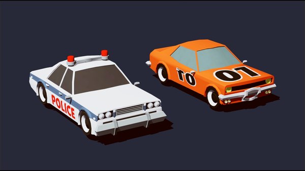 Modelos 3D de pacote de carros de desenho animado low poly para jogos grátis