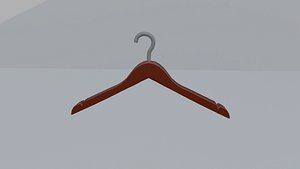 3D Wooden Clothes Hanger Realistic 3D Model