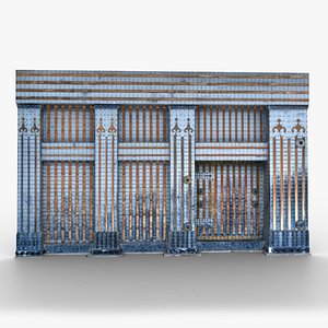 3D model Japanese Reinforced Wooden Wall