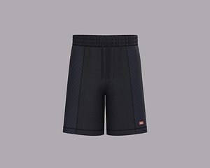 3D Mens Black Shorts with texture fabric model