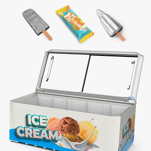 Freezer with Ice Creams Collection