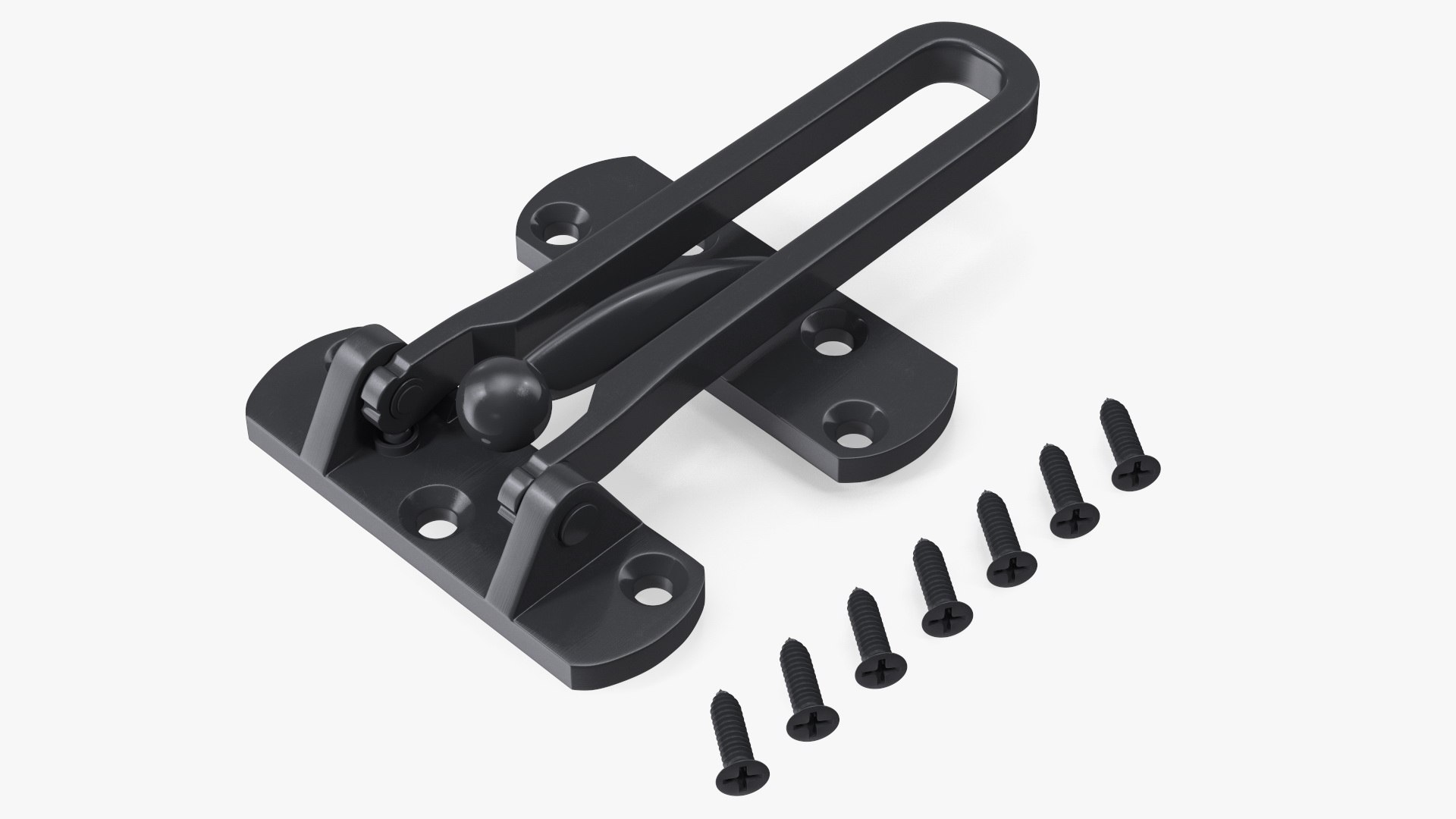 Security Door Latch Guard Black 3D model preview
