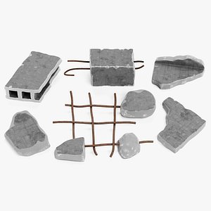 3D model concrete debris set