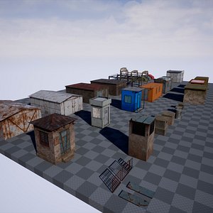 Old Small Buildings for UE4 and Unity 3D model