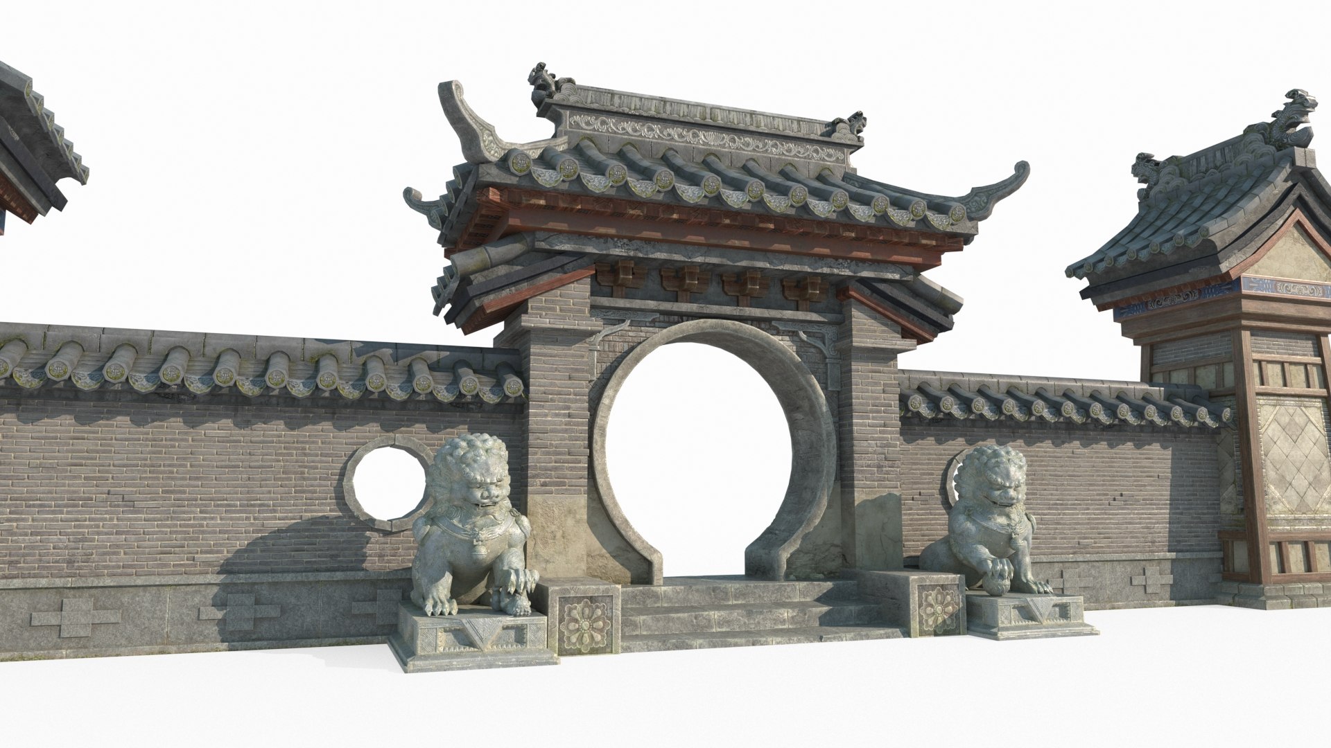 Ancient Asian Architecture Gate Wall 3D Model - TurboSquid 2122742
