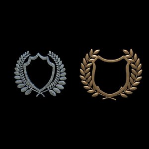 Shield Silhouette and Laurel Wreath 02 3D model