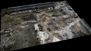 3D ukraine war destroyed factory ruins drone photogrammetry model