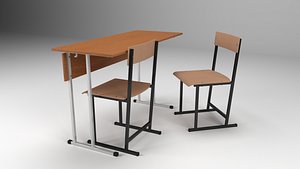 3D School desk chair model