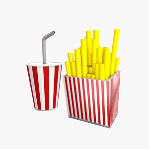 set french fries drink model