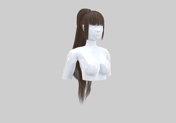 Ponytail Wavy Hair - 3D Model by nickianimations