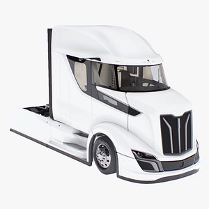 3D model Futuristic Heavy Duty Truck White Rigged for Cinema 4D