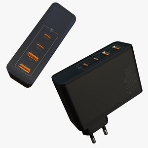 3D 4 USB Power Adapter EU Black