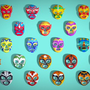 25 Kids Evil Mask Pack 1 - Cartoon Low Poly Mask - Stylized Costume Masks Set 3D