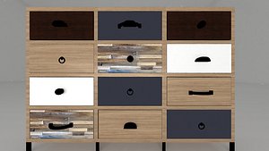 3D model Wooden shelf 12 drawer