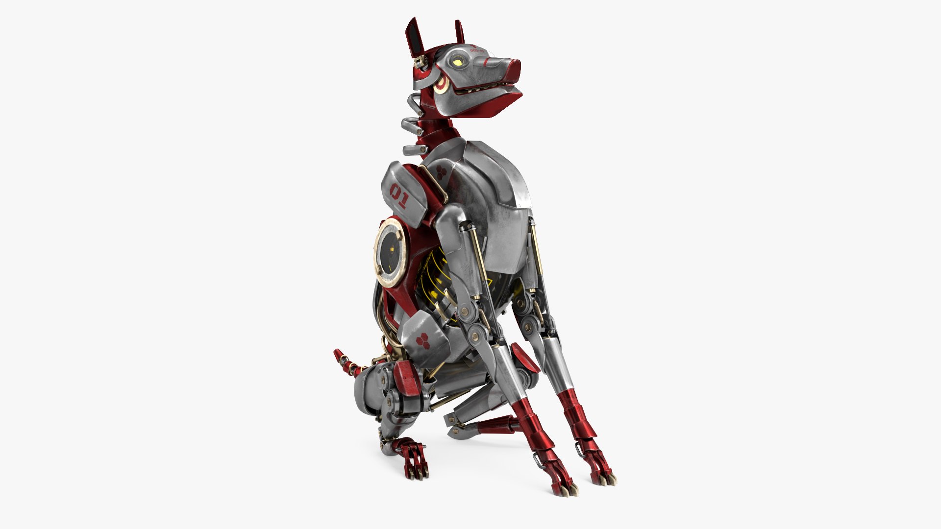 Futuristic Robotic Dog Concept Sitting Pose 3D model preview