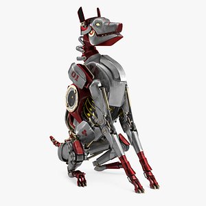 Futuristic Robotic Dog Concept Sitting Pose