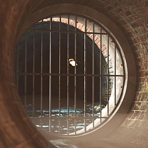 Infrastructure Structure Concrete Sewer Grate Circular Grey Old