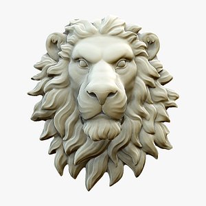 3D model lion head sculpture 02