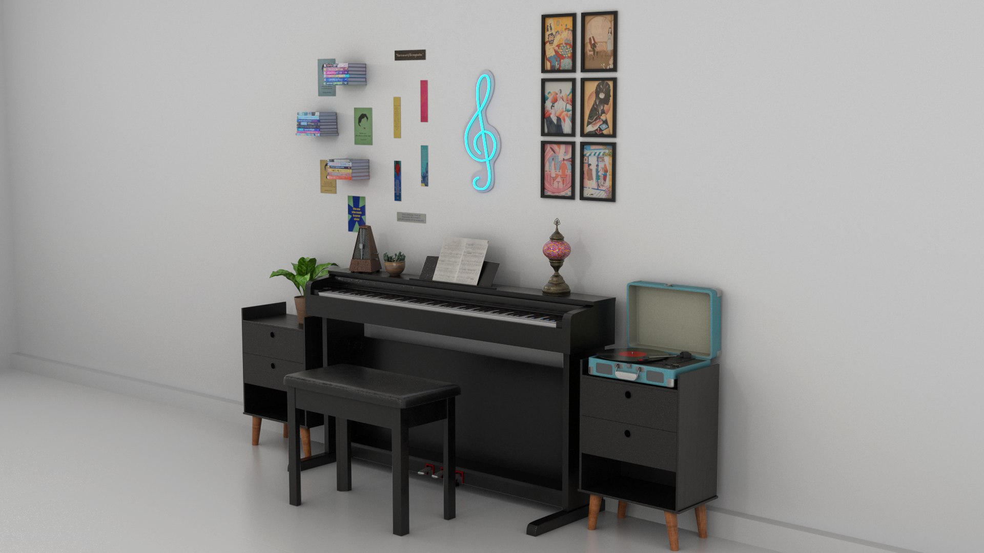3D Rigged Piano Scene - TurboSquid 2294425