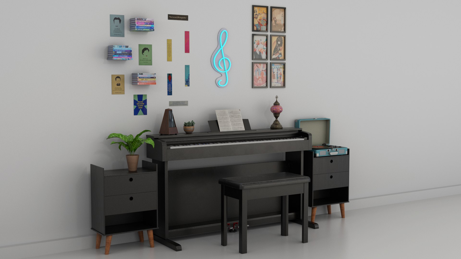 3D Rigged Piano Scene - TurboSquid 2294425