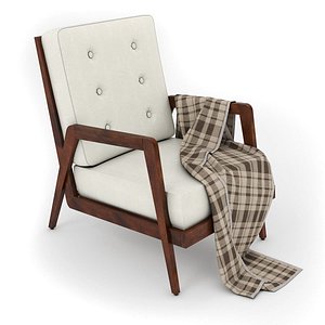 3d model french lounge chair