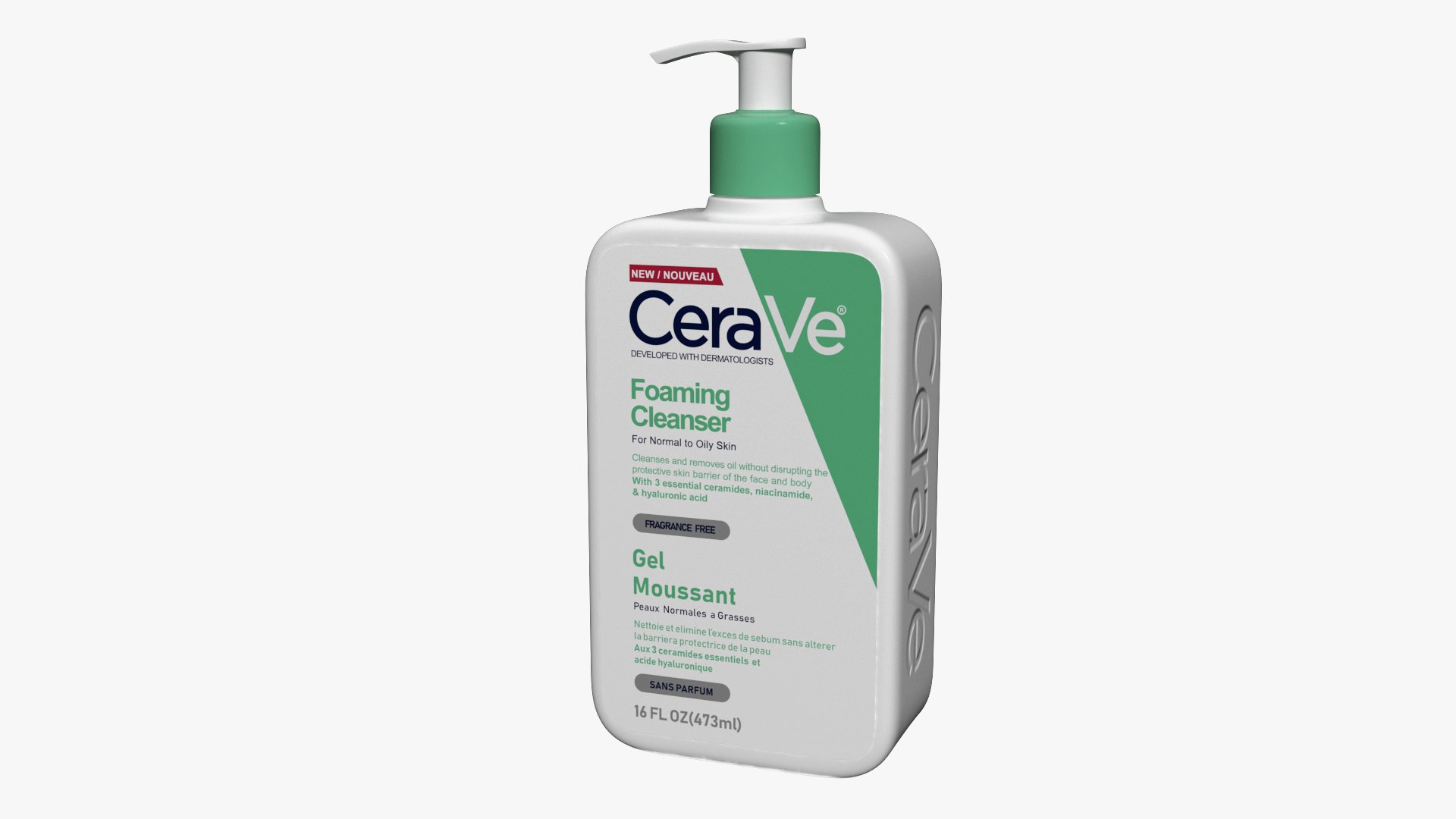 CeraVe Cleanser Dispenser Bottle 473 ml Mint 3D model preview