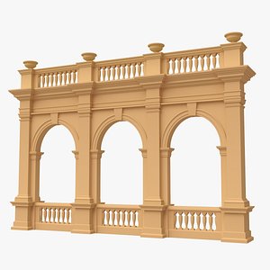 3D model Triple Arch with Balustrade 011