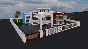 3D modern house buildings