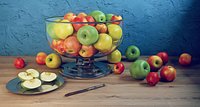 Apples set with bowl and dish
