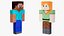 Коллекция анимированных 3D-моделей Стива и Алекса для Minecraft, готовых к использованию в играх, разрешение 4K, PBR.