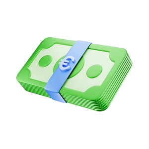 3D Banknote Euro Stack Flat Icon model