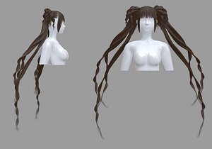 Stylized Pigtails Hairstyle 3D model