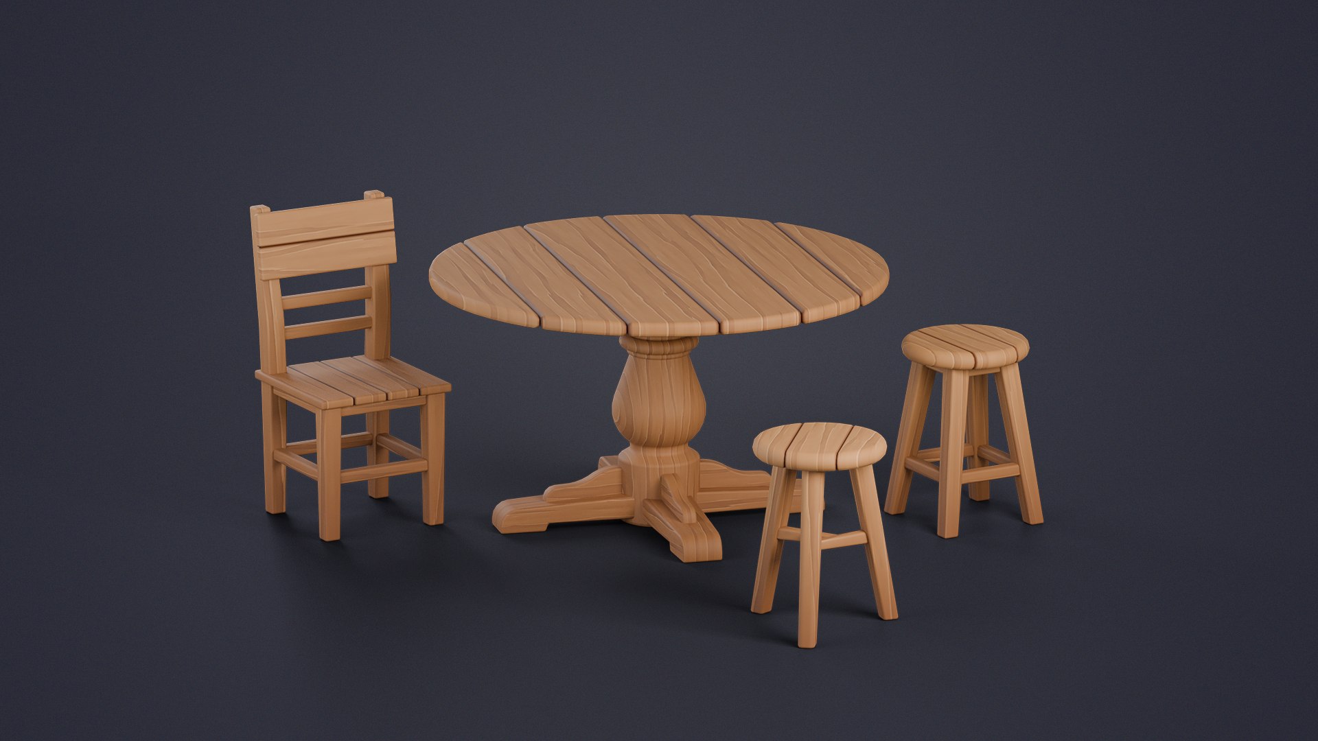 Stylized Medieval Props Pack 3D model https://p.turbosquid.com/ts-thumb/eE/wOHU7d/6b/3.wooden_stoolchairtable/jpg/1779897584/1920x1080/fit_q87/9d6a4e5f768009ddc9d8a7a29d5b489622eeeb36/3.wooden_stoolchairtable.jpg