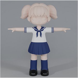 Minimal Chibi School Uniform 02 3D model