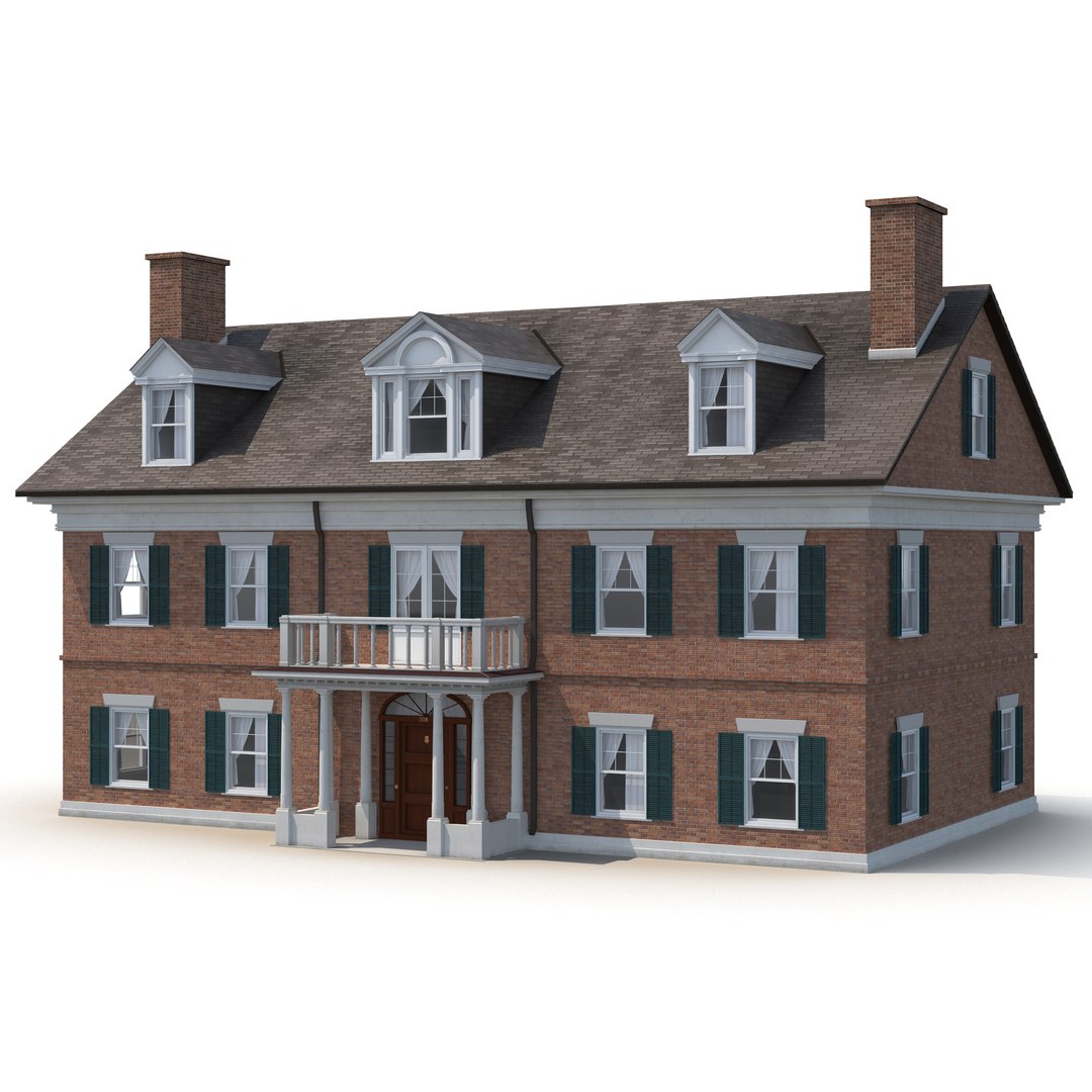 Colonial House 3D model preview