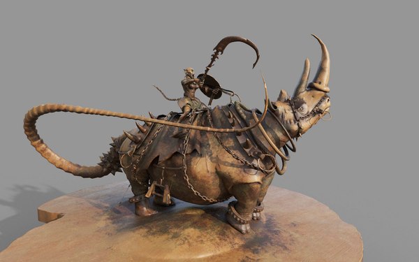 3D rhinoceros creature woman 3d model