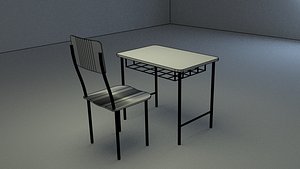school chair table 3D model
